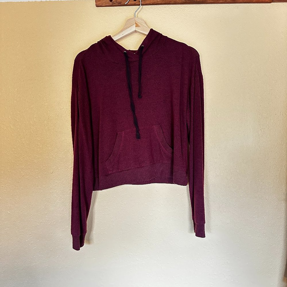 Tilly's Cropped Burgundy Hoodie